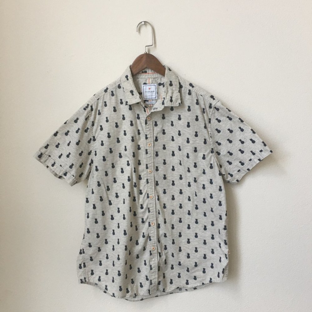 Cactus Man Slim Fit Button Pineapple Shirt Men